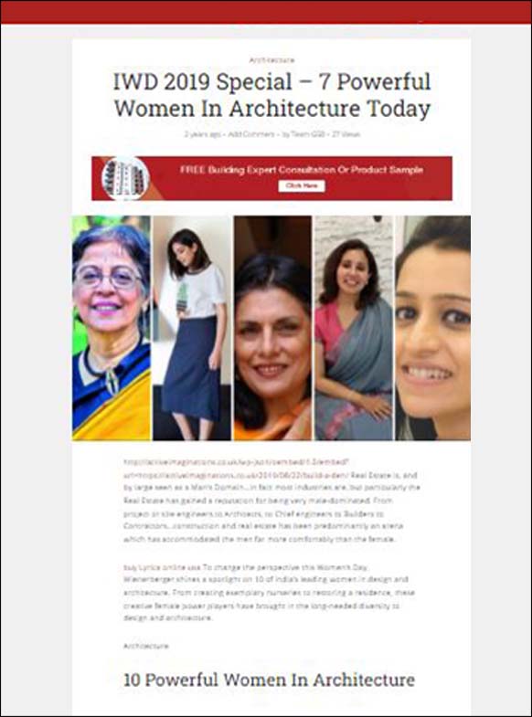IWD 2019 Special - 7 Powerful women in Architecture Today ,Go Smart Bricks